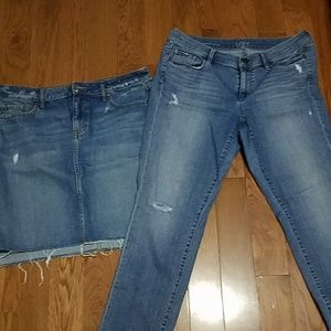 One distorted skirt and 3pair jeans all size 10